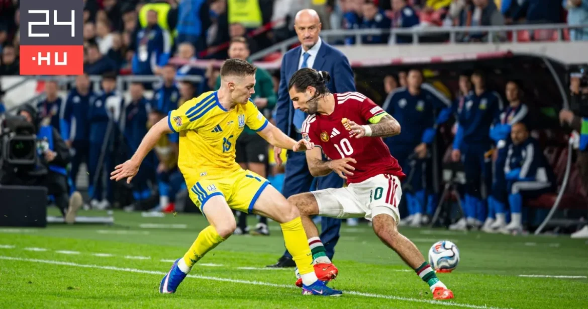 Kézbe temetett arc, térden támaszkodó magyarok az ukránok elleni mérkőzésen